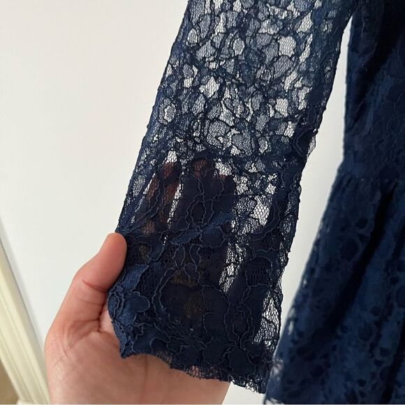 Ya Los Angeles Navy Long Sleeve Lace Mini Dress - Picture 6 of 7